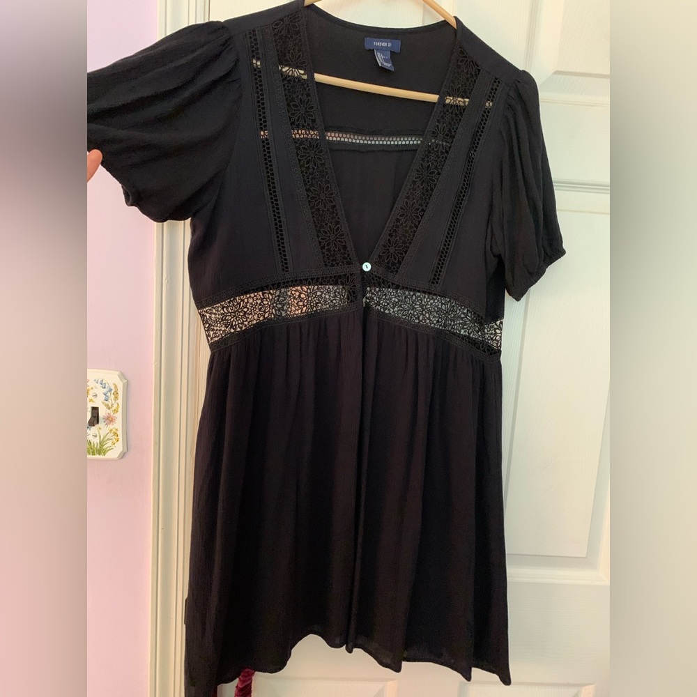 Black flower lace dress